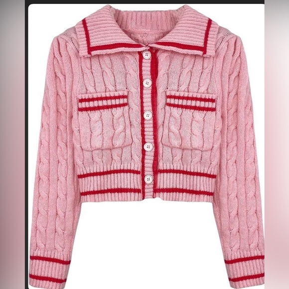 Cropped Coquette pink sweater - Picture 1 of 3